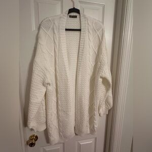 Elegant White Cable Knit Cardigan